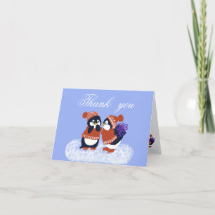 Penguin Winter Birthday Baby Shower  Thank You Card