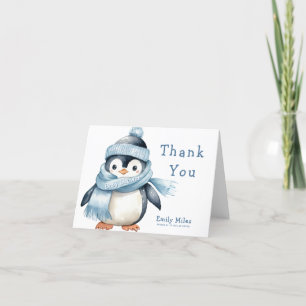 Penguin Winter Boy Baby Shower Thank You Card