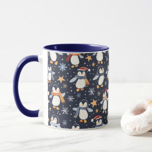 Penguin Winter Fun Christmas Pattern Mug