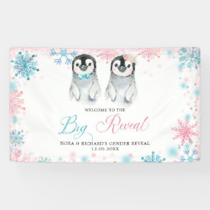 Penguin Winter Gender Reveal Large Banner Sign