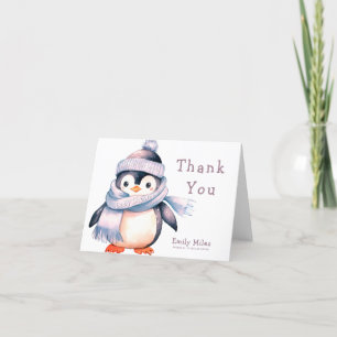 Penguin Winter Girl Baby Shower Thank You
