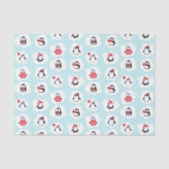 Penguin Winter Holiday Tissue Paper (Front)
