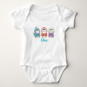 Penguin Winter One-derland Birthday Baby Bodysuit