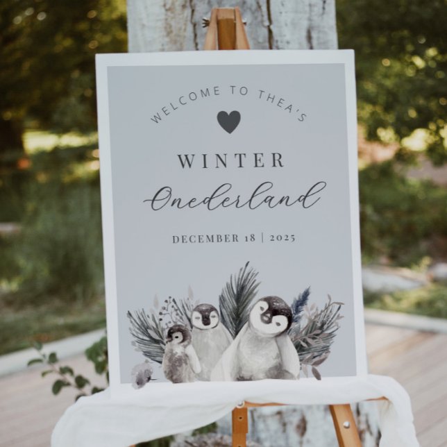 Penguin Winter Onederland Affiche de bienvenue d'a (Créateur téléchargé)