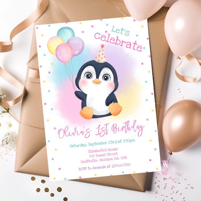 Penguin Winter Party Birthday Invitation (Creator Uploaded)