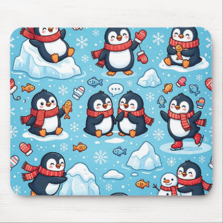 Penguin Winter Scarf Mousepad