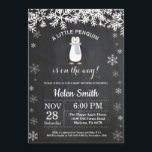 Penguin Winter Snowflake Baby Shower Invitation<br><div class="desc">Penguin Winter Snowflake Baby Shower Invitation. White Snowflake. Boy or Girl Baby Shower Invitation. Winter Holiday Baby Shower Invite. Chalkboard Background. Black and White. For further customization,  please click the "Customize it" button and use our design tool to modify this template.</div>