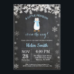 Penguin Winter Snowflake Boy Baby Shower Invitation<br><div class="desc">Penguin Winter Snowflake Boy Baby Shower Invitation. Blue and White Snowflake. Boy Baby Shower Invitation. Winter Holiday Baby Shower Invite. Chalkboard Background. Black and White. For further customization,  please click the "Customize it" button and use our design tool to modify this template.</div>