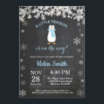 Penguin Winter Snowflake Boy Baby Shower Invitation<br><div class="desc">Penguin Winter Snowflake Boy Baby Shower Invitation. Blue and White Snowflake. Boy Baby Shower Invitation. Winter Holiday Baby Shower Invite. Chalkboard Background. Black and White. For further customization,  please click the "Customize it" button and use our design tool to modify this template.</div>