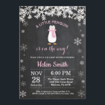 Penguin Winter Snowflake Girl Baby Shower Invitation<br><div class="desc">Penguin Winter Snowflake Girl Baby Shower Invitation. Pink and White Snowflake. Girl Baby Shower Invitation. Winter Holiday Baby Shower Invite. Chalkboard Background. Black and White. For further customization,  please click the "Customize it" button and use our design tool to modify this template.</div>