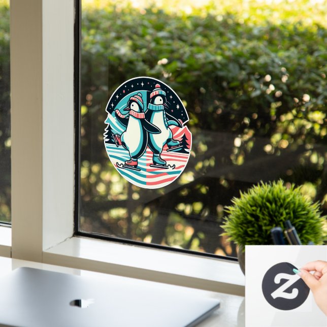 Penguin Winter Waltz Window Cling (Office)