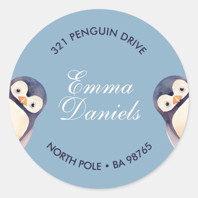 Penguin Winter Wonderland Sticker – Ice Blue (Front)