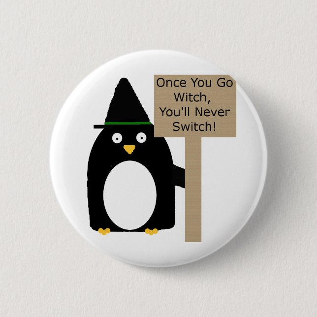 Penguin Witch 2 Inch Round Button (Front)