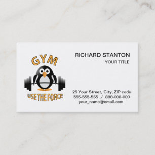 Penguin with a barbell business card