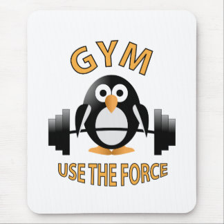 Penguin with a barbell mouse pad