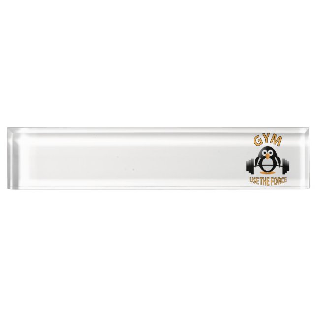 Penguin with a barbell nameplate (Front)