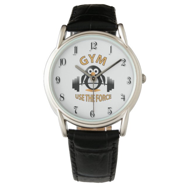 Penguin with a barbell watch (Front)