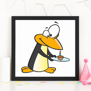 Penguin With A Cupcake Poster