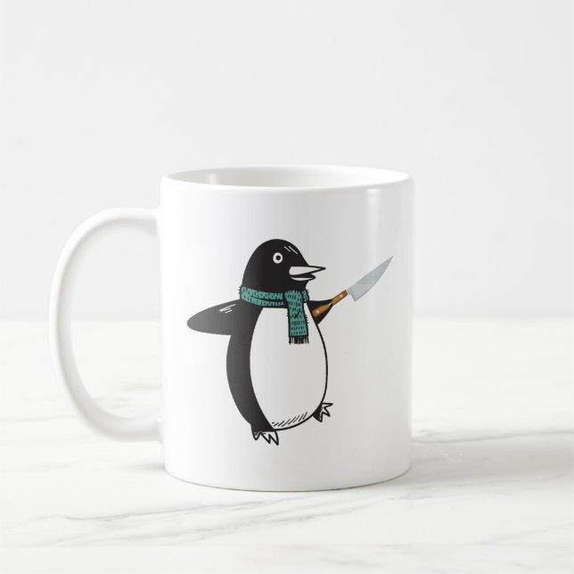 Penguin with a Knife T-Shirt Coffee Mug (Left)