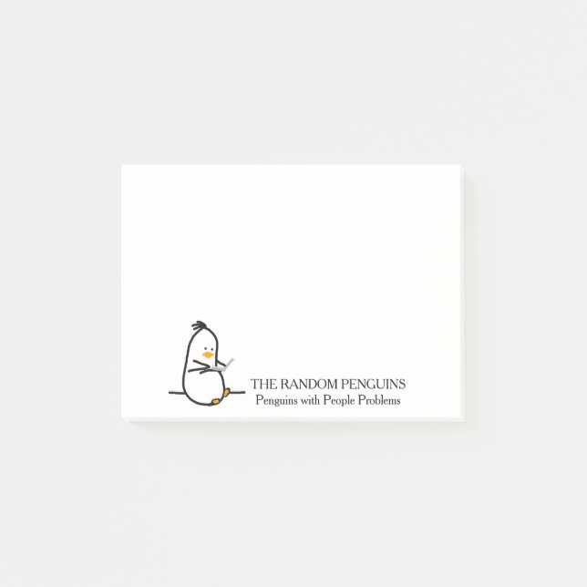 Penguin with a laptop... on post-its post-it notes (Front)