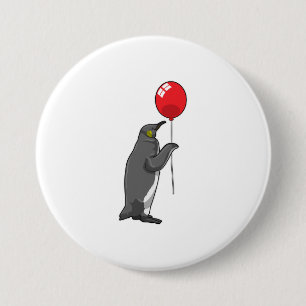 Penguin with Balloon 3 Inch Round Button