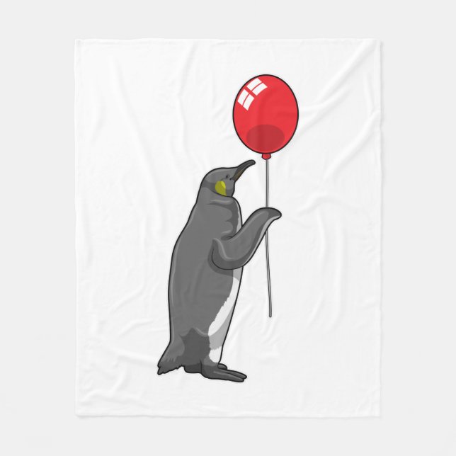 Penguin with Balloon Fleece Blanket (Front)