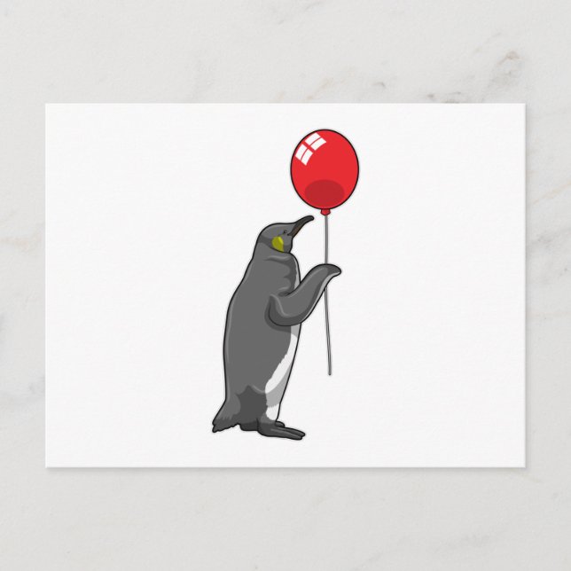 Penguin with Balloon Postcard (Front)