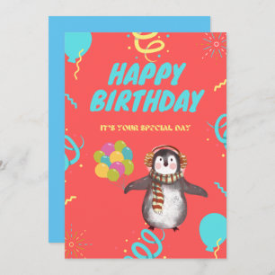 Penguin with balloons