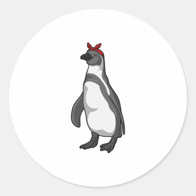 Penguin with Bandana Classic Round Sticker (Front)
