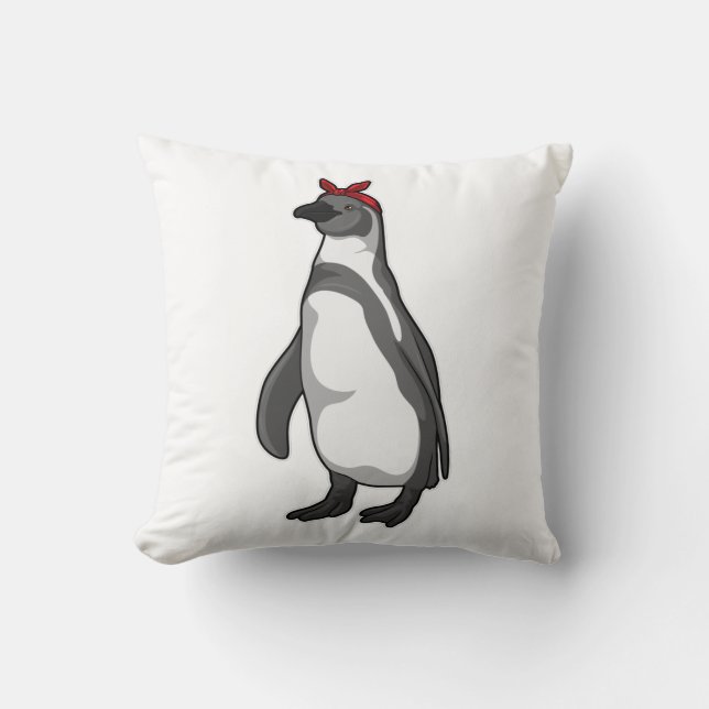 Penguin with Bandana Throw Pillow (Front)