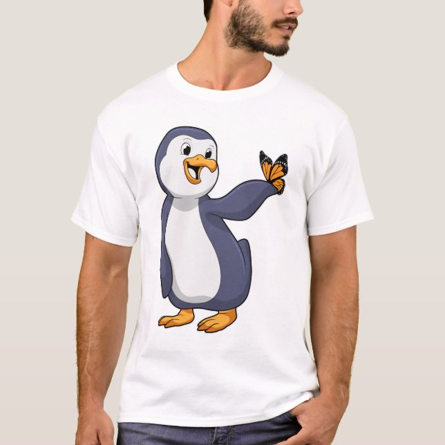 Penguin with Butterfly T-Shirt (Front)