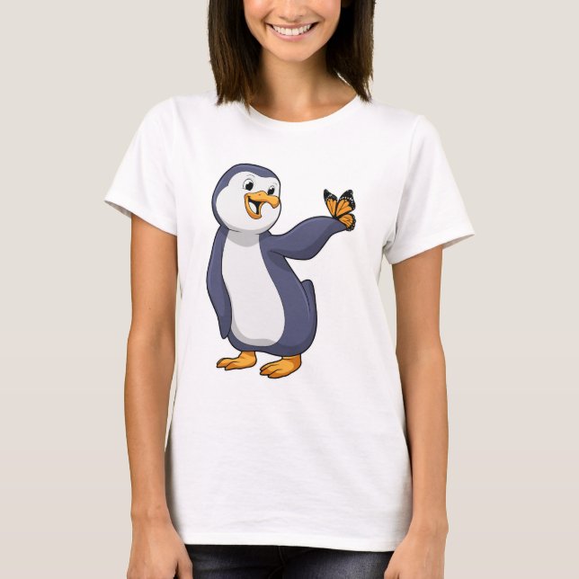 Penguin with Butterfly T-Shirt (Front)