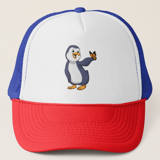 Penguin with Butterfly Trucker Hat (Front)