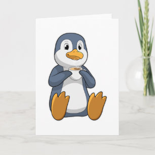 Penguin with Coffee Cup Card