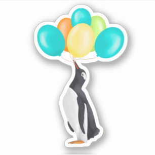 Penguin With Colourful Balloons