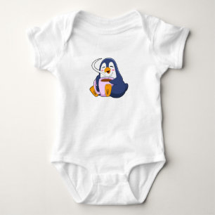 Penguin with Cup of Coffee Baby Bodysuit