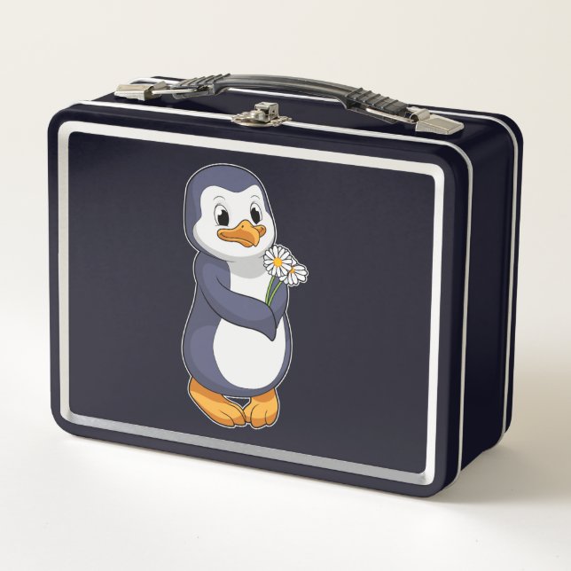 Penguin with Daisy Metal Lunch Box (Front)