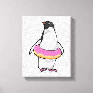 Penguin with Donut Canvas Print