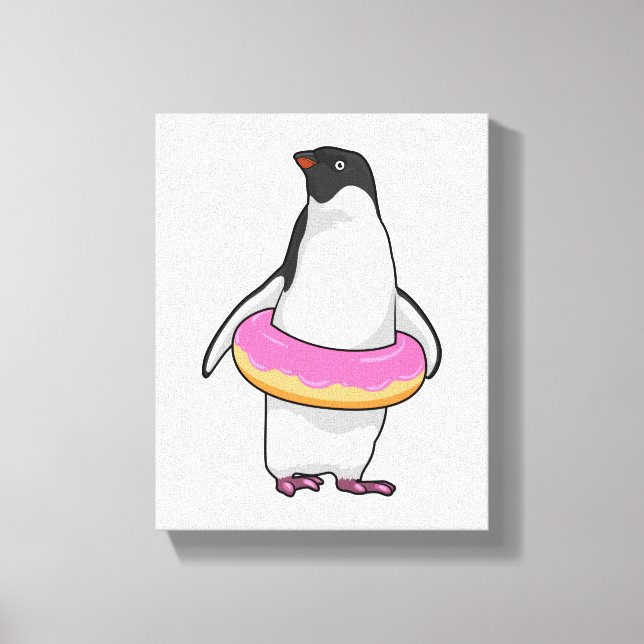 Penguin with Donut Canvas Print (Front)