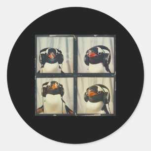 Penguin With Ear Defenders Autism Sensory Autistic Classic Round Sticker