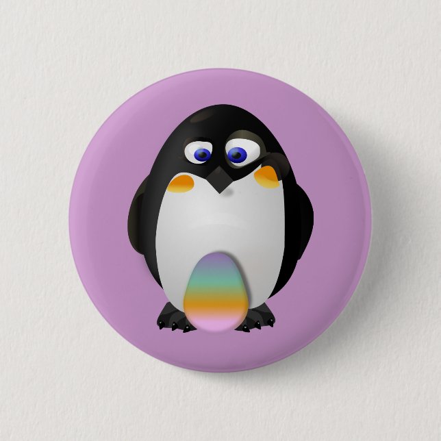 Penguin with Easter Egg 2 Inch Round Button (Front)
