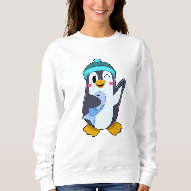 Penguin with Fish & Hat Sweatshirt (Front)