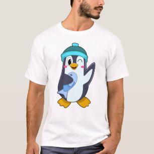 Penguin with Fish & Hat T-Shirt