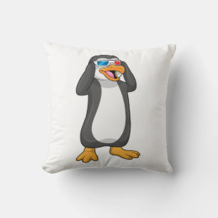 Penguin with Glasses Throw Pillow