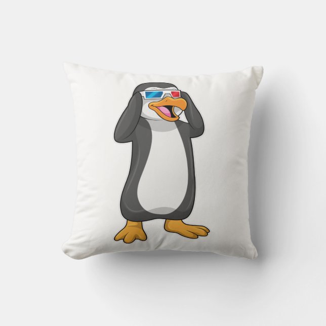 Penguin with Glasses Throw Pillow (Front)