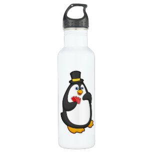 Penguin with Hat at Poker with Poker cards 710 Ml Water Bottle