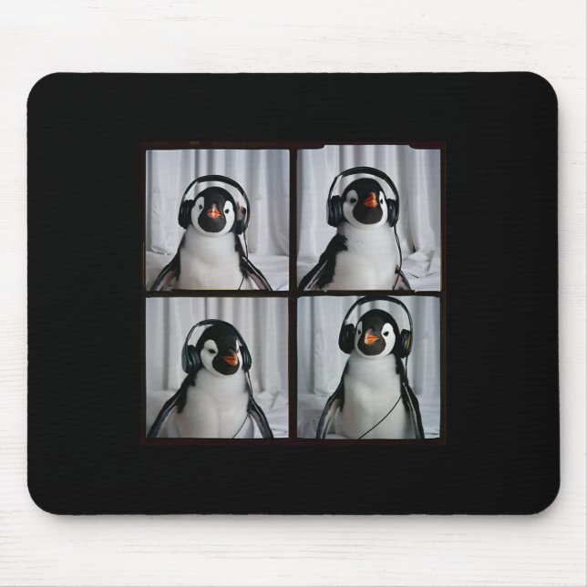 Penguin With Headphones Autism Sensory Zoo Penguin Mouse Pad (Front)