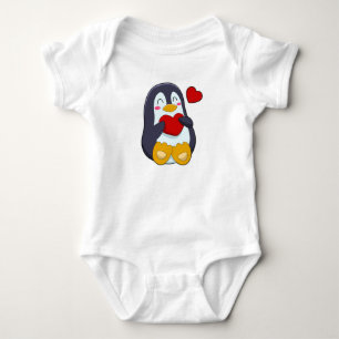 Penguin with Heart Baby Bodysuit