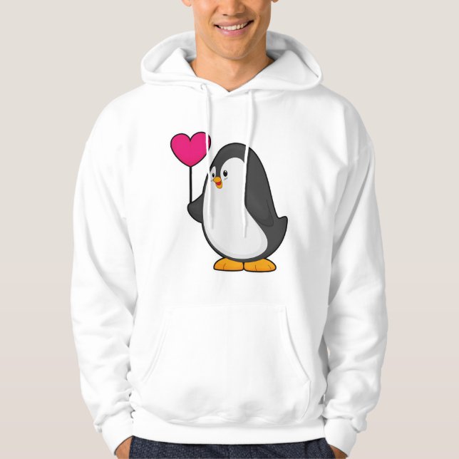 Penguin with Heart Balloon Hoodie (Front)
