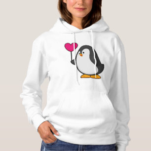 Penguin with Heart Balloon Hoodie